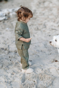 Chaki Waffle Leisure Suit for Girls & Boys