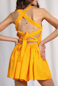 Sunset Yellow Flirty Mini Dress
