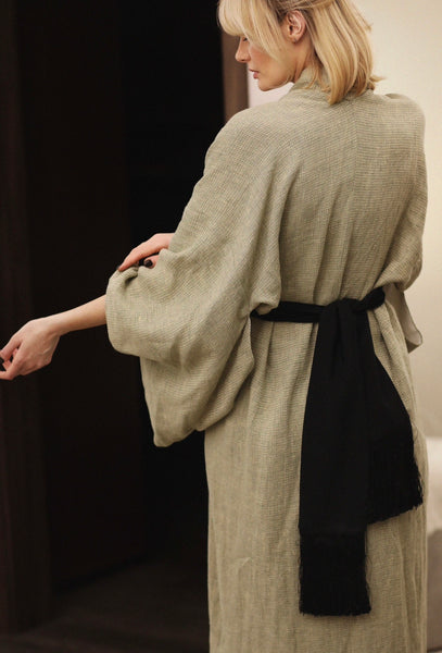 Dea Mint Linen Kimono / Luxury Bathrobe
