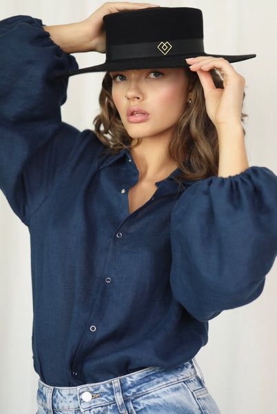 Almost Formal Linen Navy Shirt