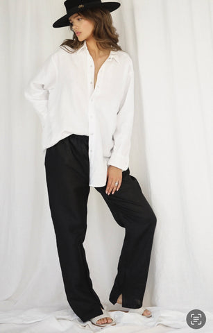 Majorca Black Linen Trousers