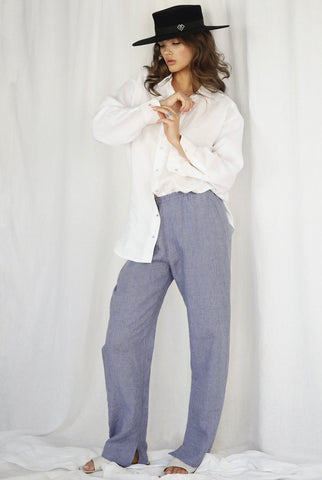 Majorca Linen Light Blue Trousers