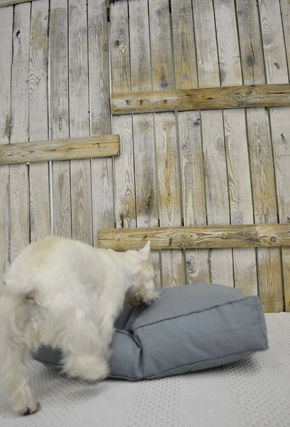 Pale Baby Blue / Grey Linen Sustainable / Eco Friendly Dog Bed