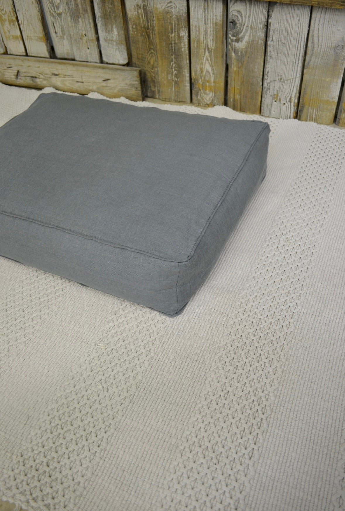 Pale Baby Blue / Grey Linen Sustainable / Eco Friendly Dog Bed