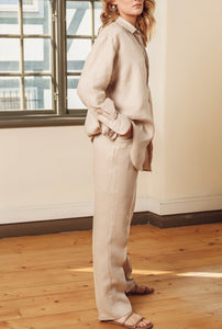 Men’s Inspired Nude Linen Tailored Trousers