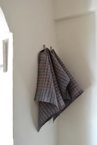 Ostuni Blue and Pink Striped Linen Kitchen Towels ( set of 2 )