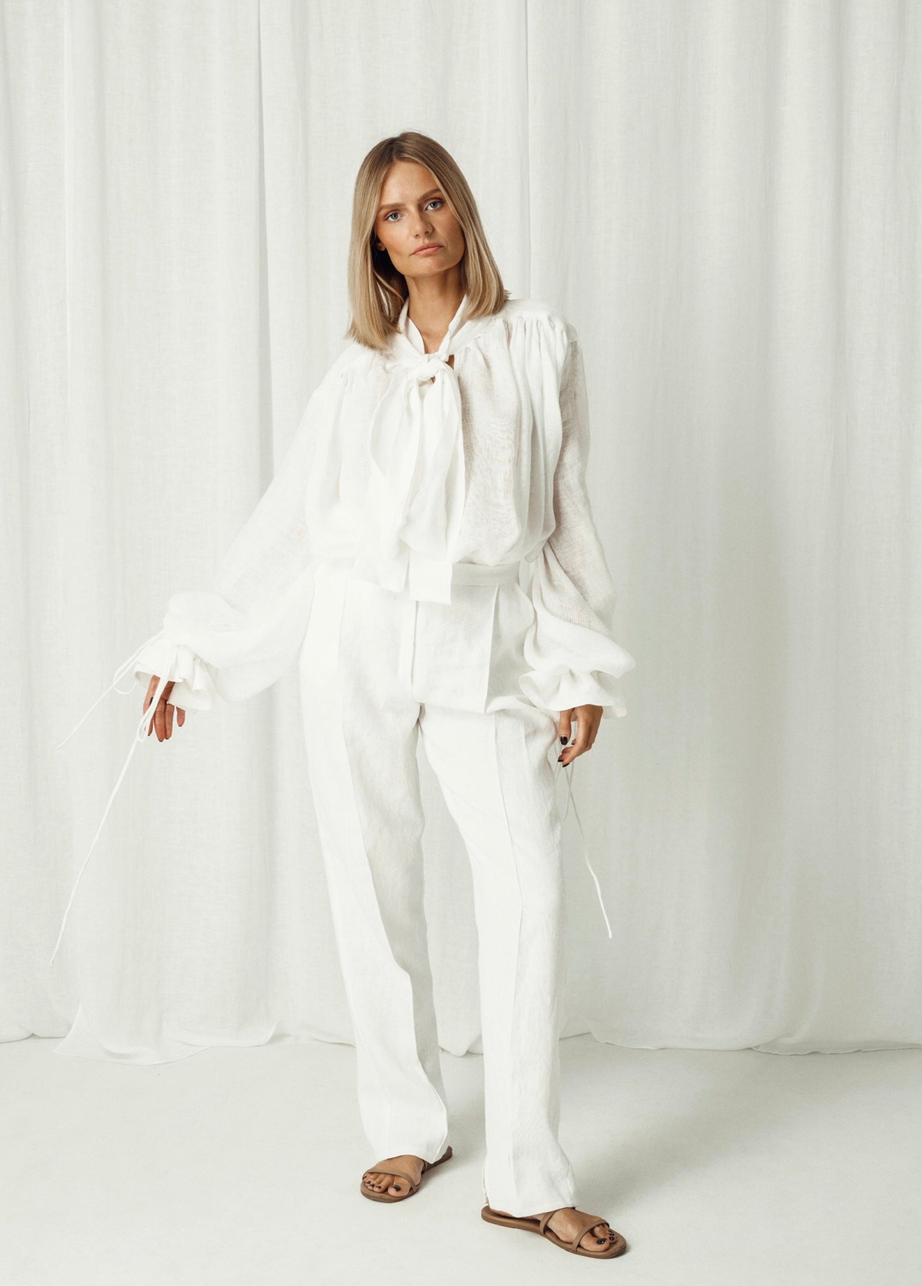 Men’s Inspired White Linen Tailored Trousers