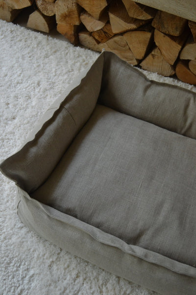 Natural Grey Sustainable / Eco Friendly Soft Linen Dog Bed