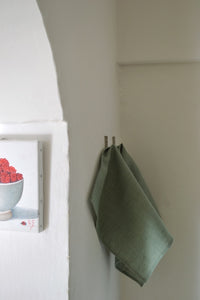 Ostuni Olive Green Linen Kitchen Towel ( set of 2 )