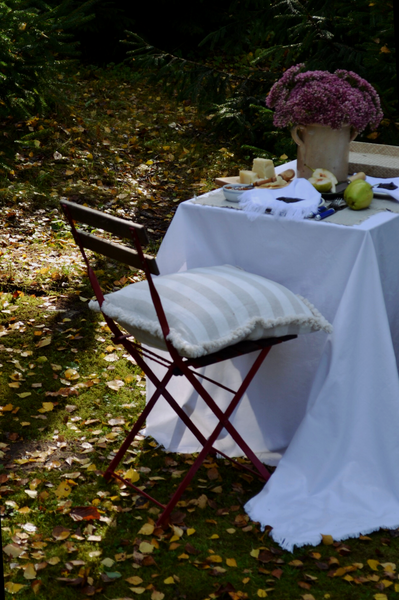 White Linen Table Cloth with Fringe