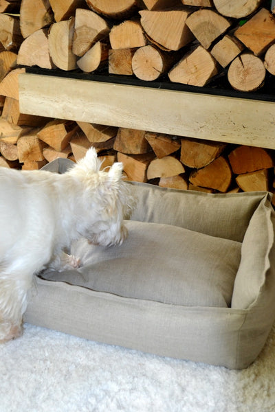 Natural Grey Sustainable / Eco Friendly Soft Linen Dog Bed