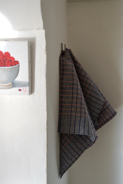 Ostuni Blue and Pink Striped Linen Kitchen Towels ( set of 2 )