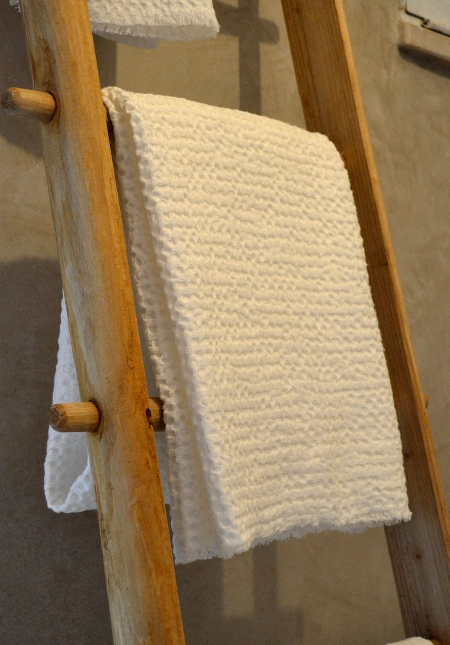 Ostuni White Waffle Bathroom Towel