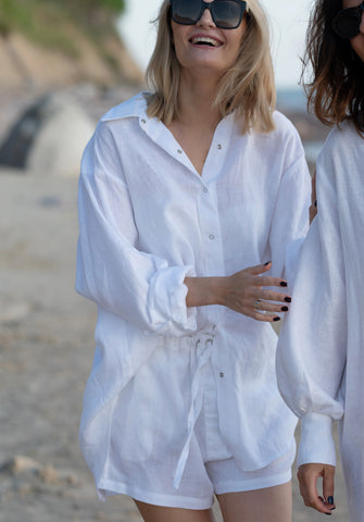 Ines White Oversized Linen Shirt